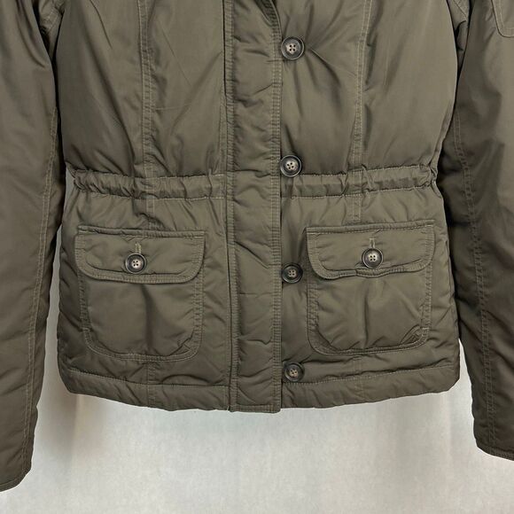 Hollister Womens Down Coat Sz Small Removable Faux Fur Collar Button & Zip Front - Picture 4 of 11